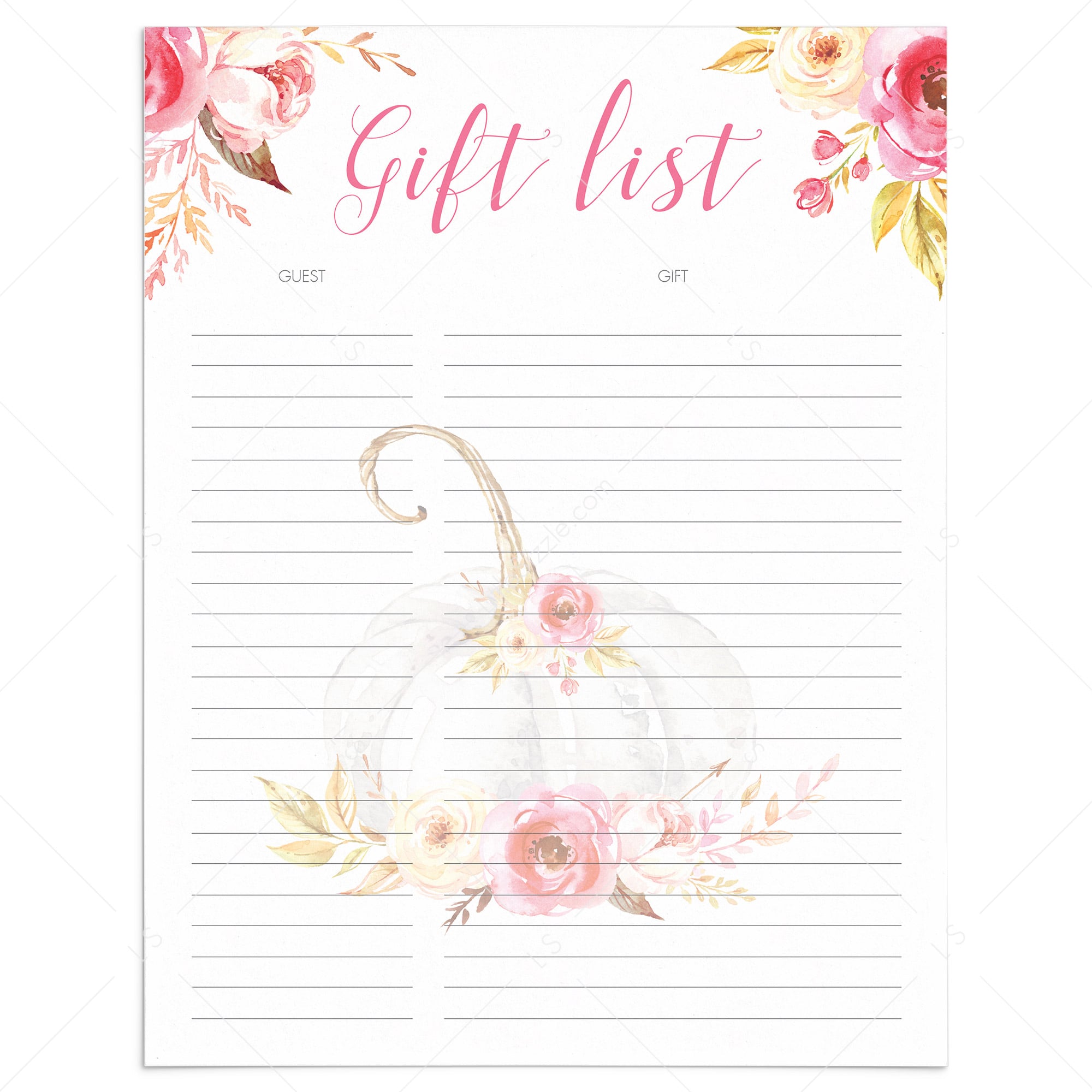 Pumpkin party gift and guest sheet printable by LittleSizzle
