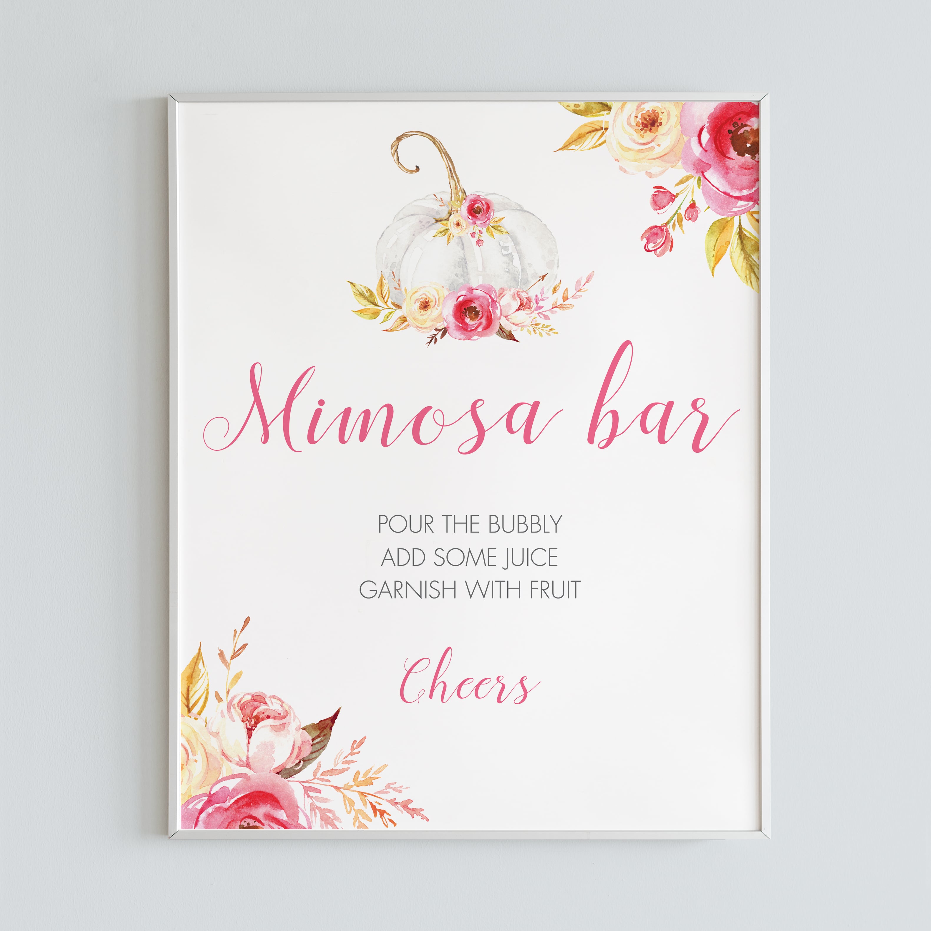 Mimosa bar sign watercolor pumpkin printable by LittleSizzle