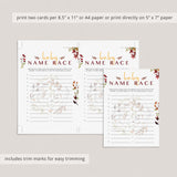 Fall Wreath Baby Shower Baby Names Game Printable