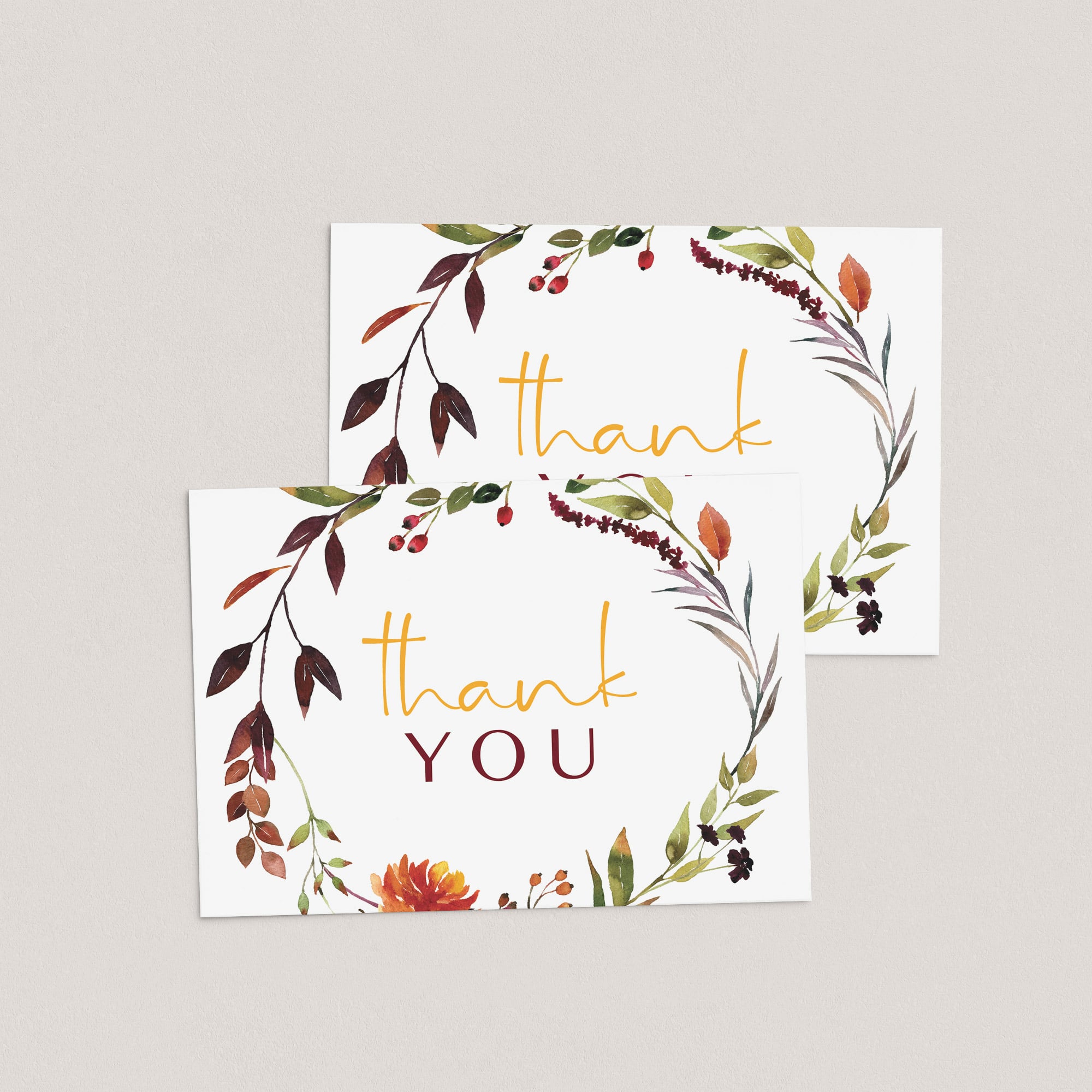 Printable thank you card autumn leaves by LittleSizzle