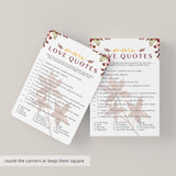 Fall Wedding Shower Game Movie Love Quotes Match