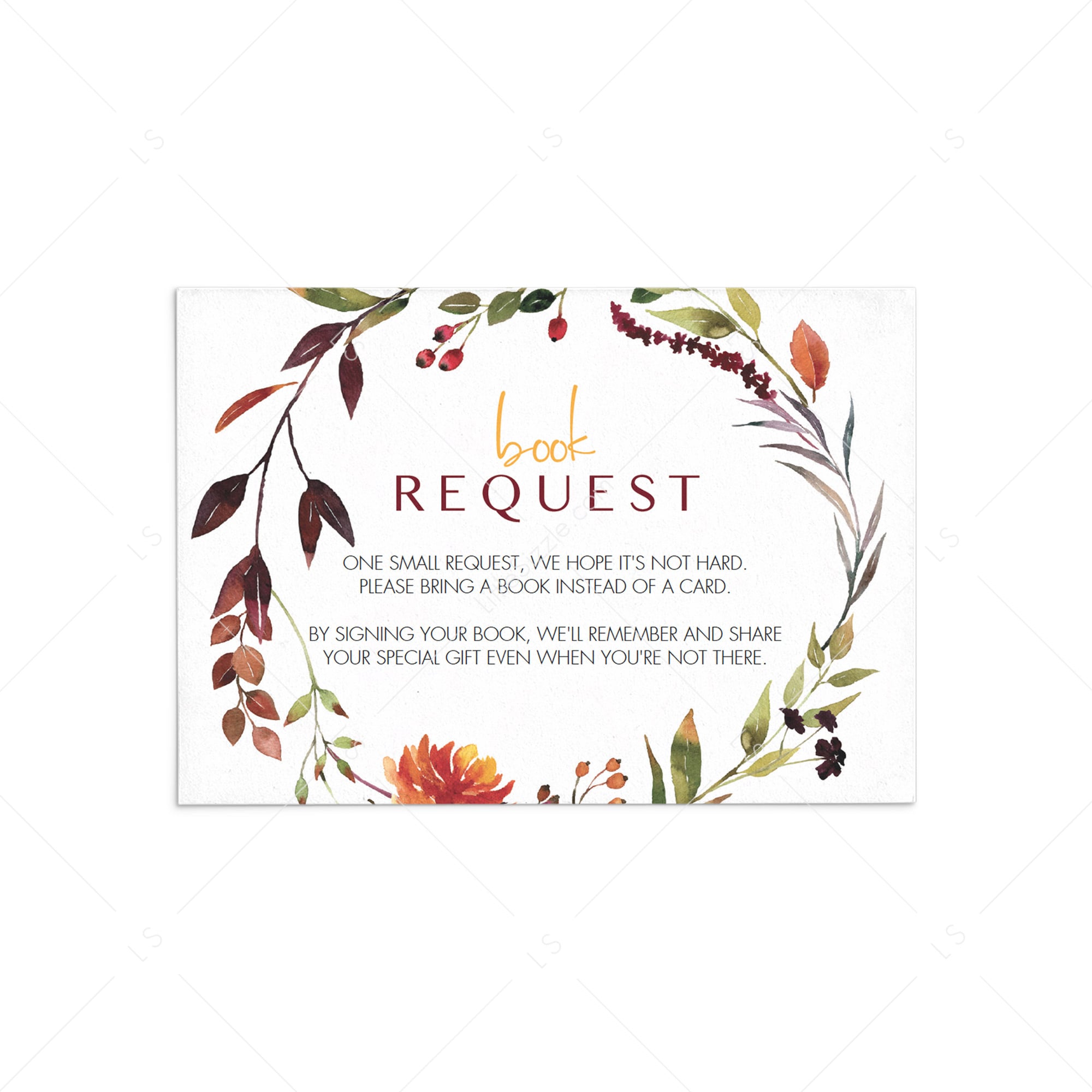 Autumn wreath book cards for baby shower by LittleSizzle