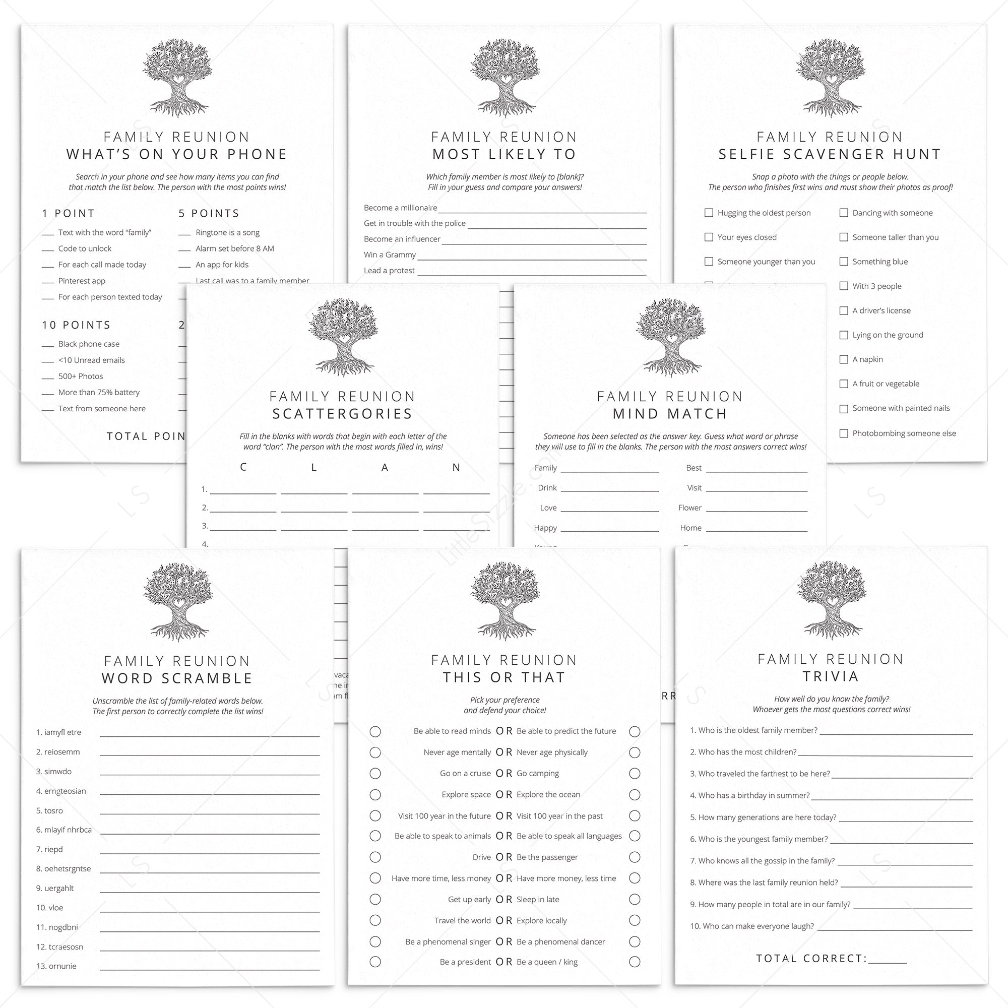 Family Reunion Games Bundle Printable by LittleSizzle