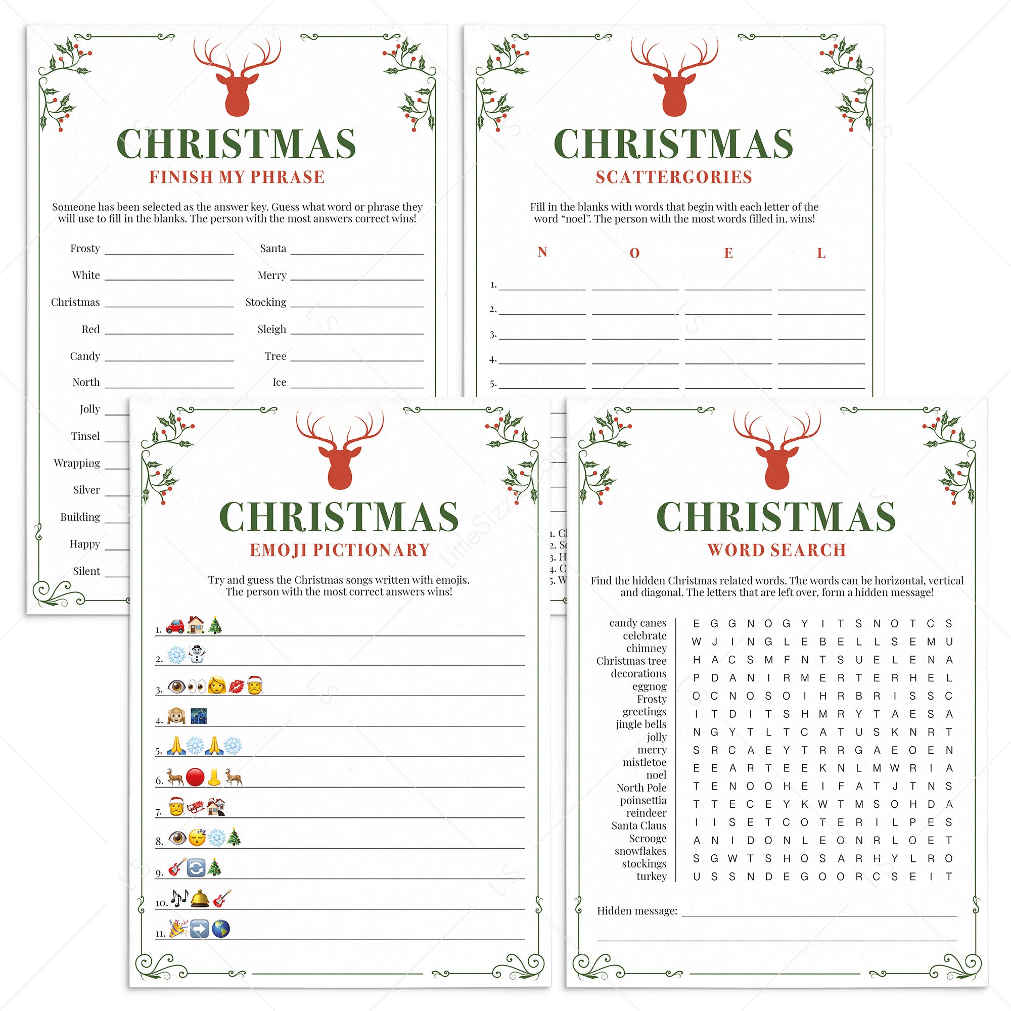 Vintage Christmas Games Package Printable by LittleSizzle