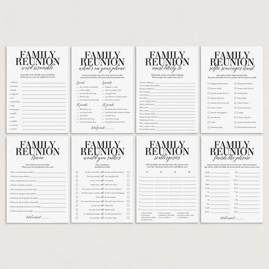 8 Family Reunion Party Games Printable by LittleSizzle