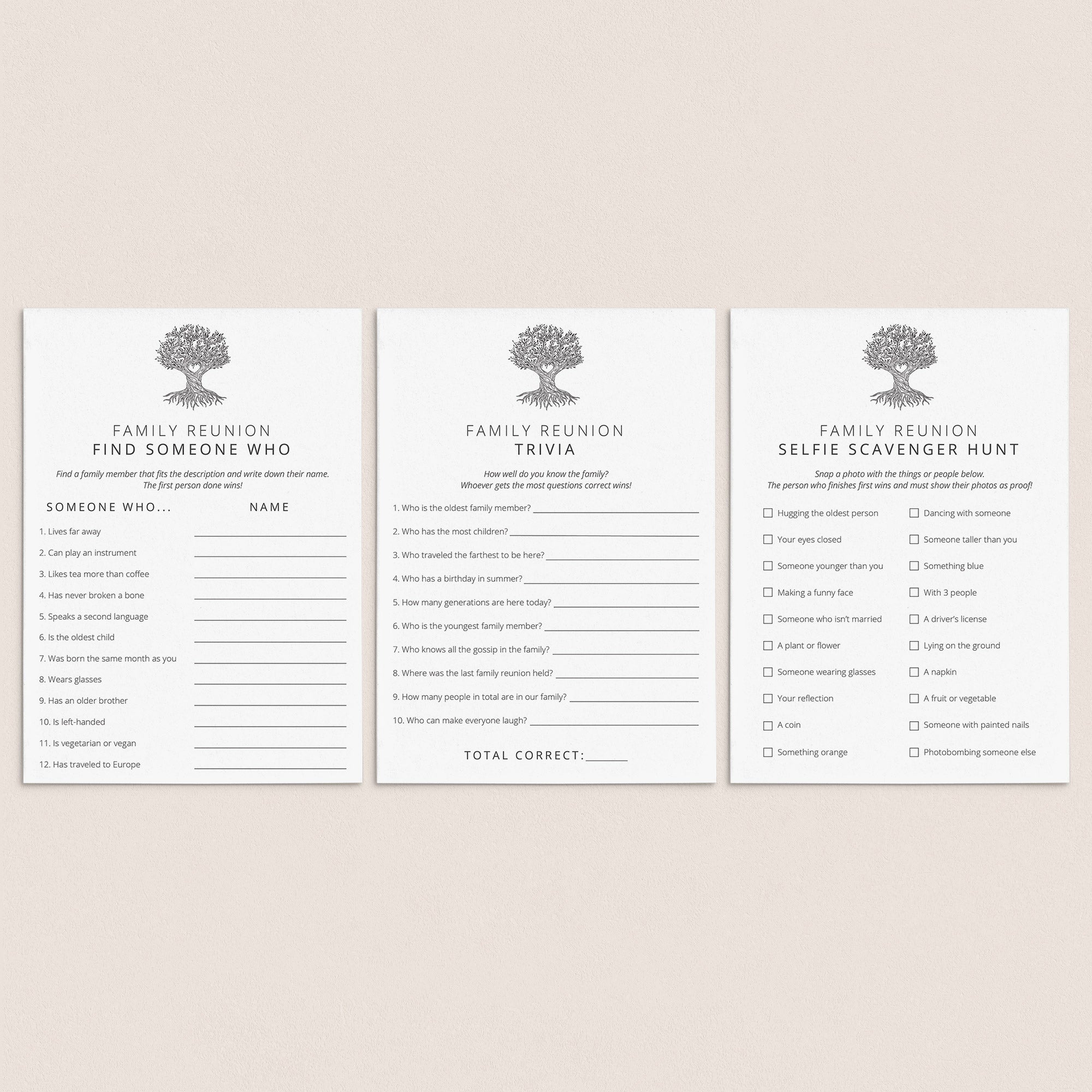 Family Reunion Icebreaker Games Printable by LittleSizzle