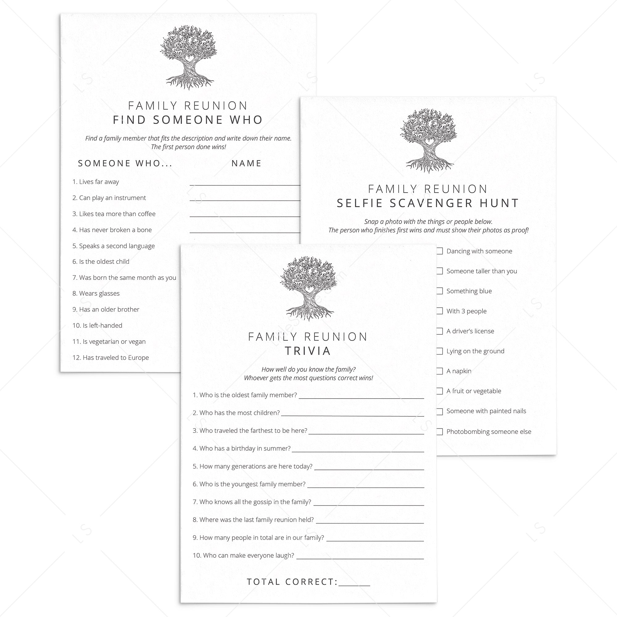Family Reunion Icebreaker Games Printable by LittleSizzle