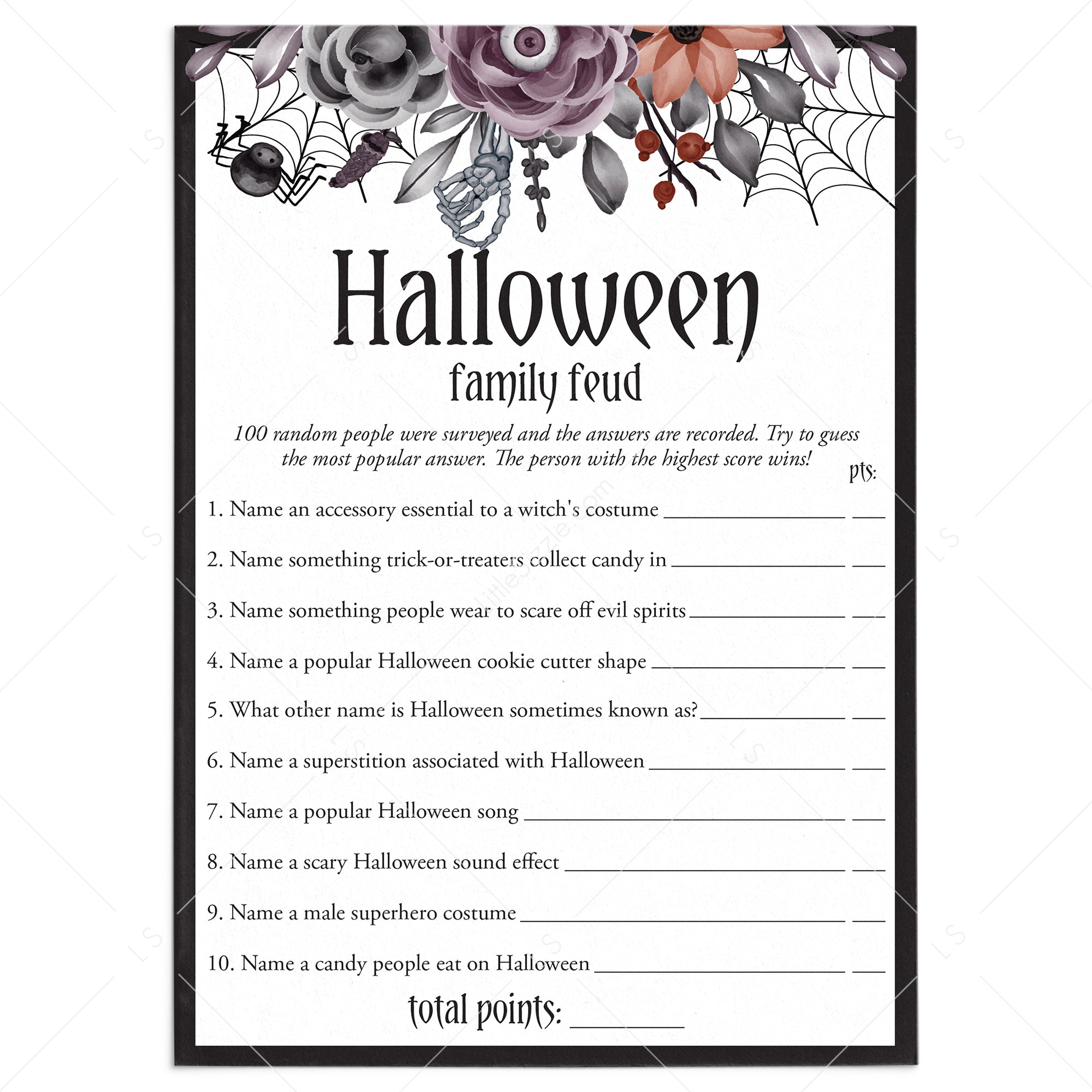 Creepy Halloween Family Feud Game with Answers Download by LittleSizzle
