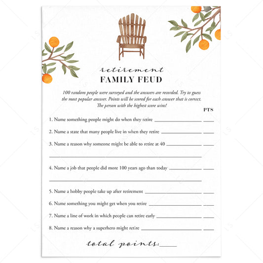 Retirement Party Family Feud Game with Answers by LittleSizzle