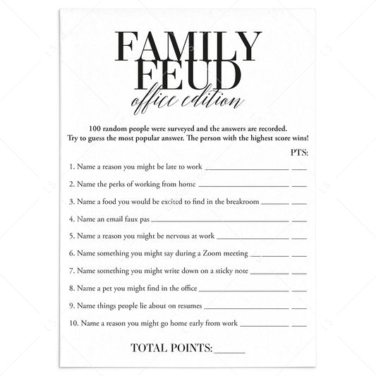 Office Family Feud Questions and Answers Printable by LittleSizzle