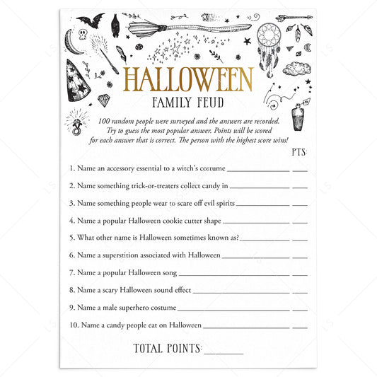 Witch Theme Halloween Party Family Feud Questions and Answers by LittleSizzle