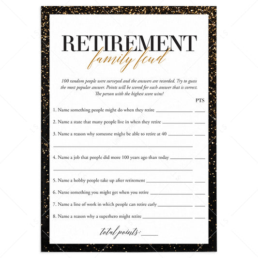Printable Retirement Feud Game with Answers by LittleSizzle