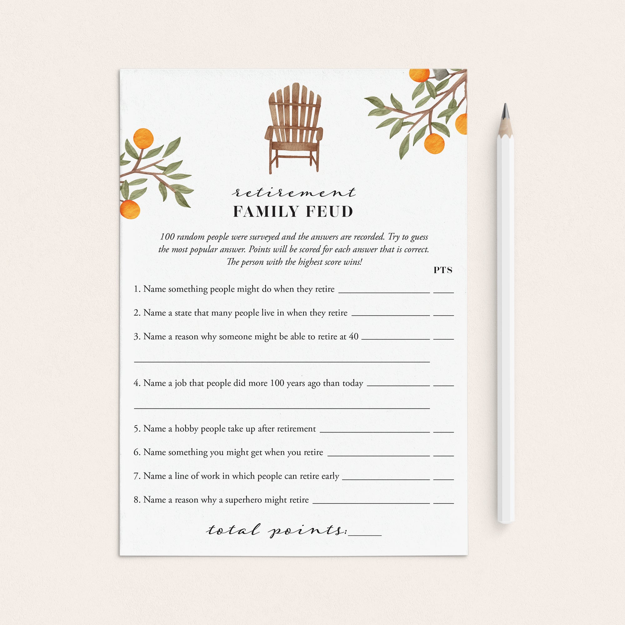 Retirement Party Family Feud Game with Answers by LittleSizzle
