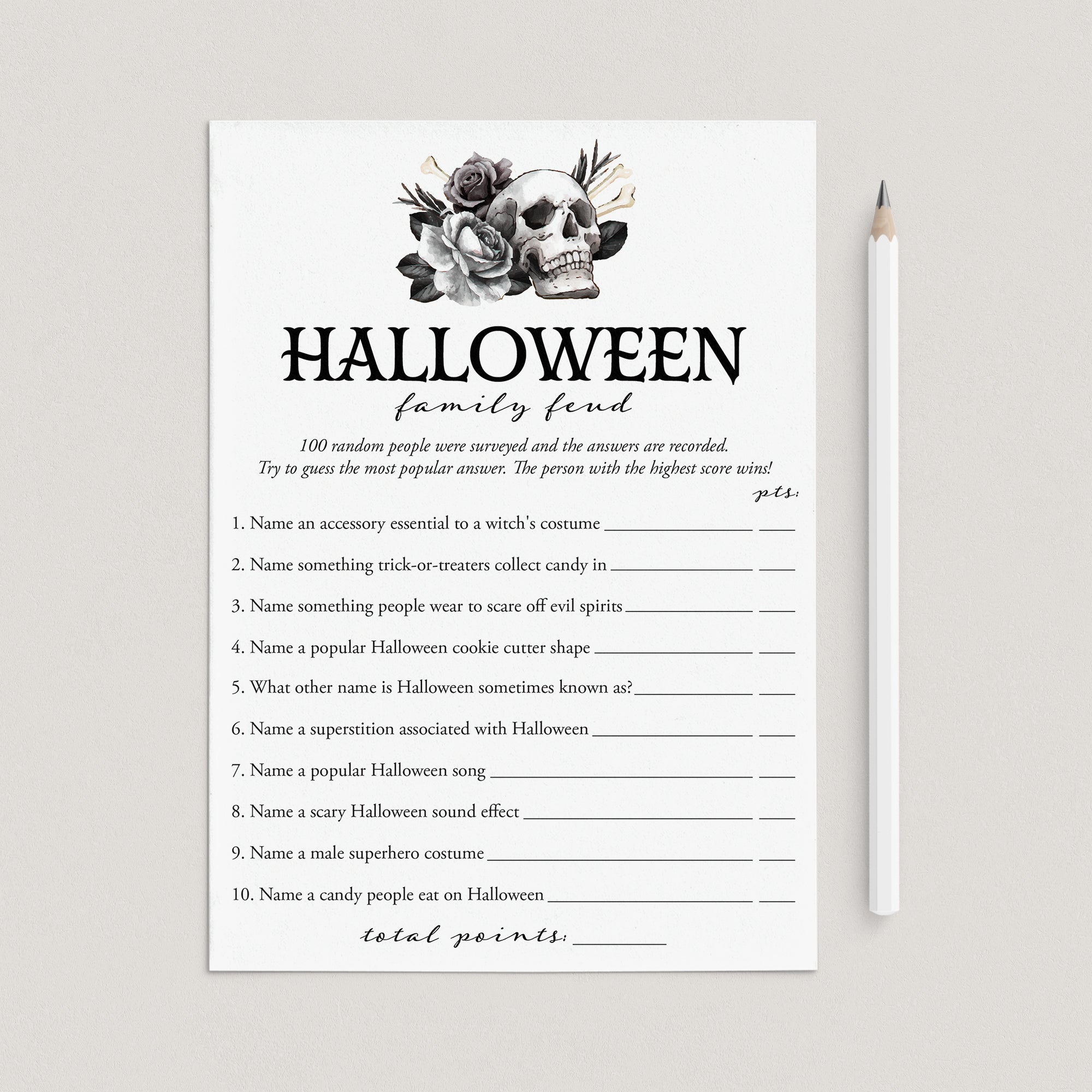 Halloween Family Feud with Answers Printable by LittleSizzle