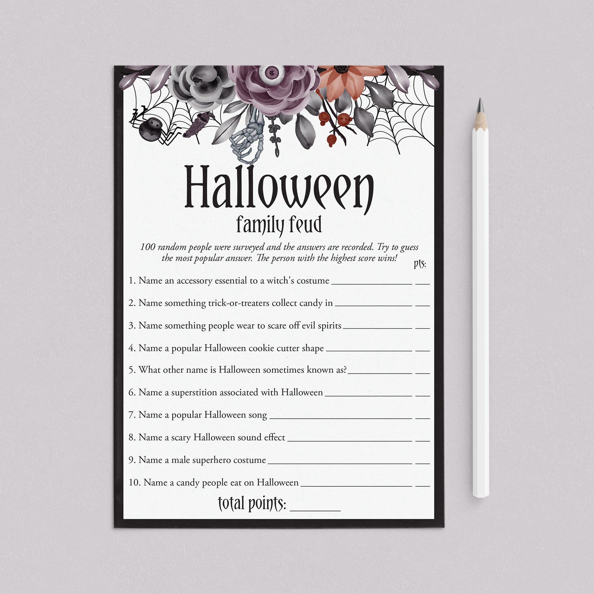 Creepy Halloween Family Feud Game with Answers Download by LittleSizzle