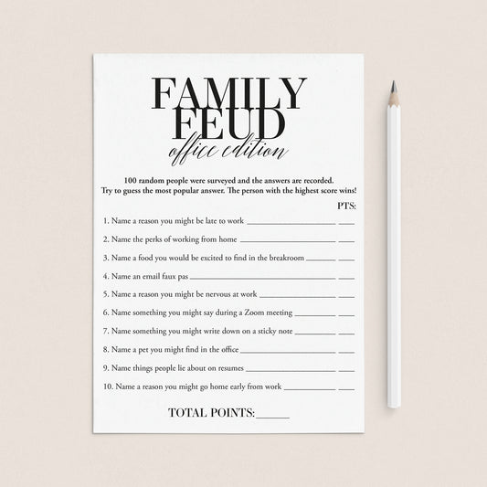 Office Family Feud Questions and Answers Printable by LittleSizzle