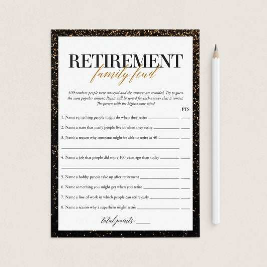Printable Retirement Feud Game with Answers by LittleSizzle