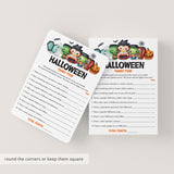 Halloween Family Feud Game with Answer Key Printable