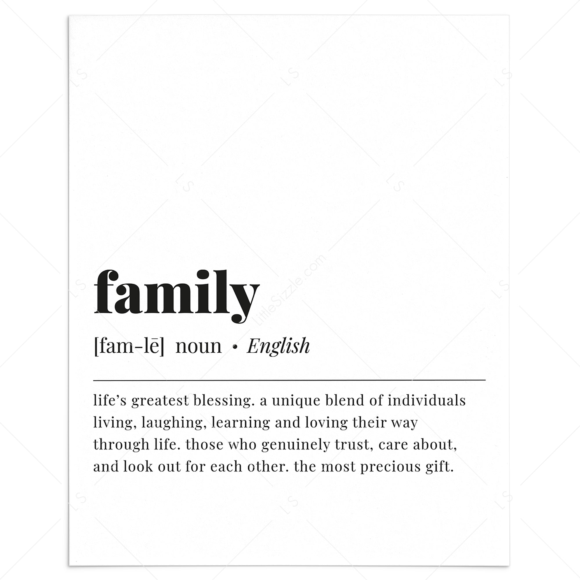 Family Definition Printable by LittleSizzle