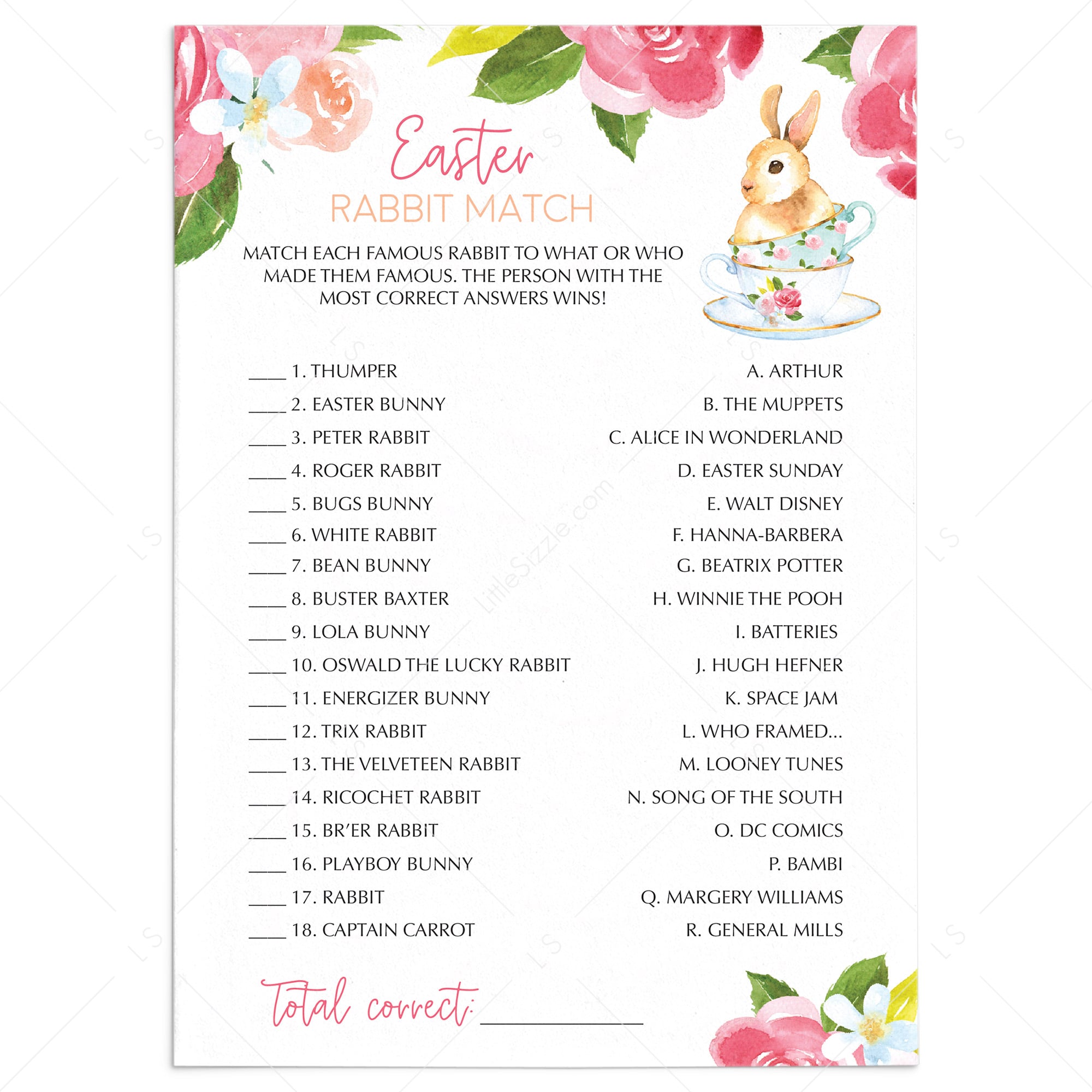 Funny Easter Game for Adults Rabbit Match by LittleSizzle