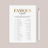 Gold Celebrity Couples Match Game with Answers Printable by LittleSizzle