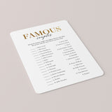 Gold Celebrity Couples Match Game with Answers Printable