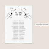 Match The Celebrity Exes Game with Answers Printable