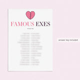 Famous Exes Match Game with Answer Key Printable