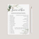 Famous Moms Game with Answer Key Printable by LittleSizzle