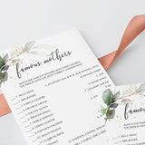 Famous Moms Game with Answer Key Printable