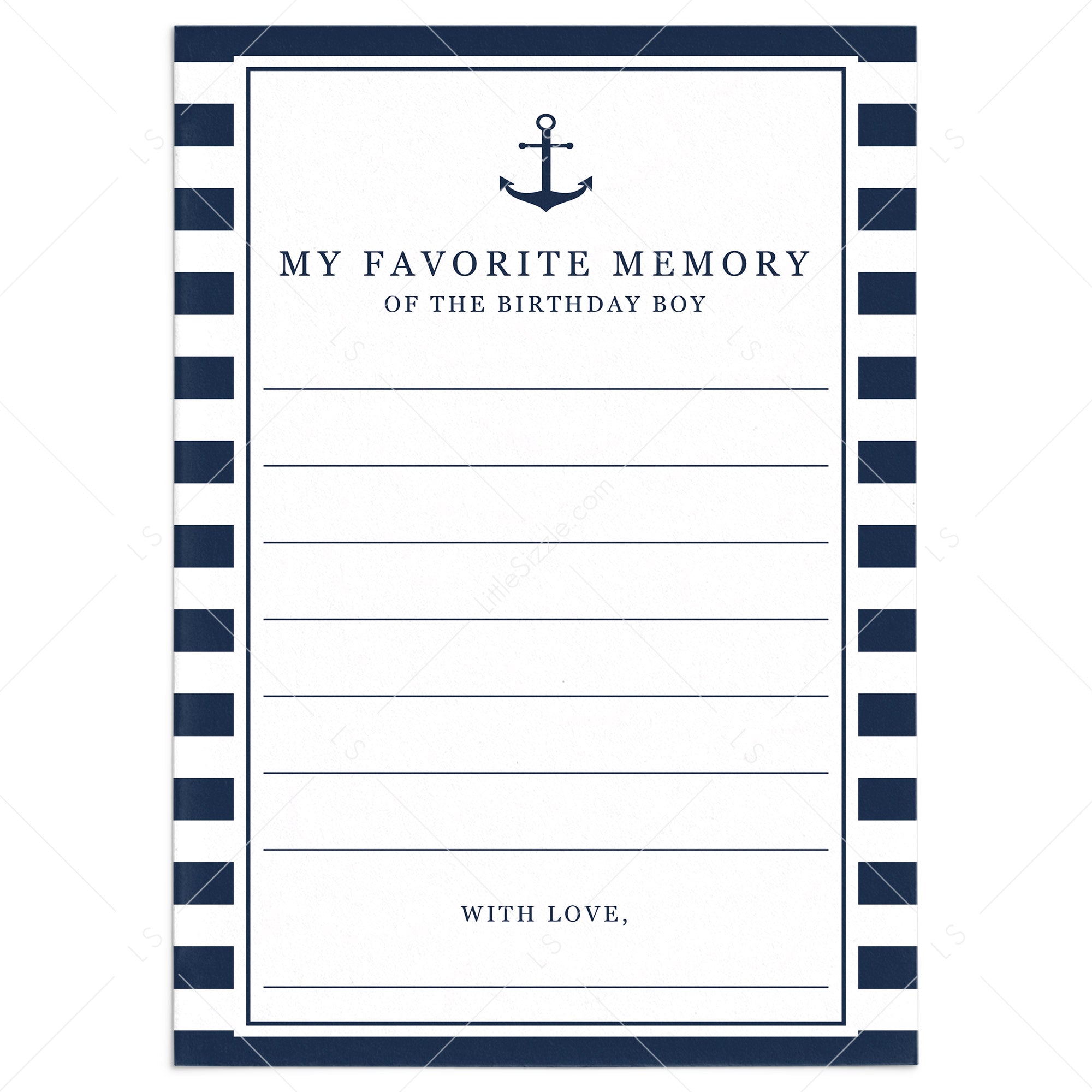 Nautical Boy Birthday Party Activity My Favorite Memory by LittleSizzle