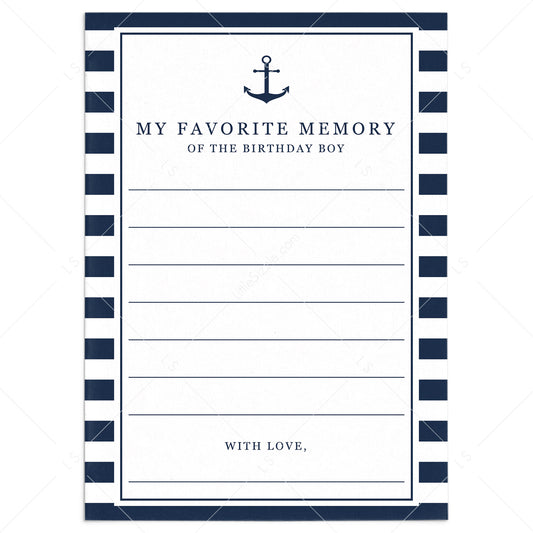 Nautical Boy Birthday Party Activity My Favorite Memory by LittleSizzle