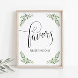 Greenery Favors Sign Printable Instant Download