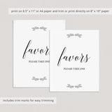 Minimal Rustic Favors Sign Printable