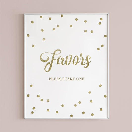 Favors sign printable for gold and white party by LittleSizzle