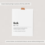 Feck Definition Print Instant Download