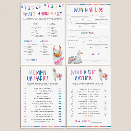 Fiesta Baby Shower Games Pack Printable
