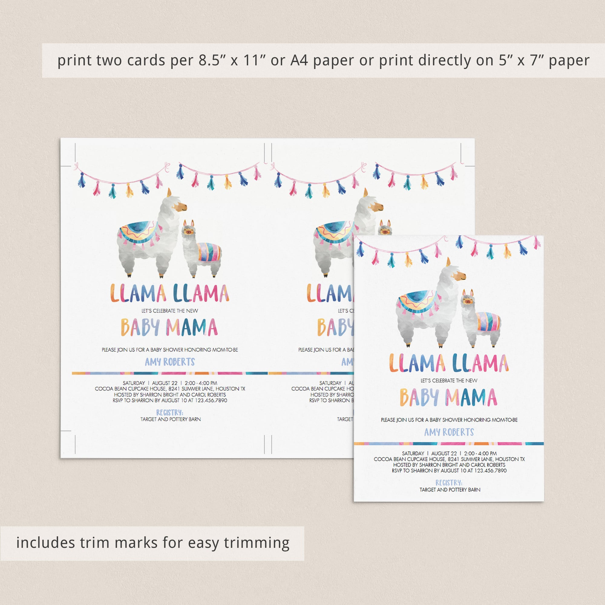 DIY llama baby shower invites by LittleSizzle