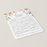 Funny Bridal Shower Mad Libs Love Story Printables