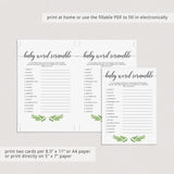 Gender Neutral Baby Shower Word Scramble Printable & Virtual