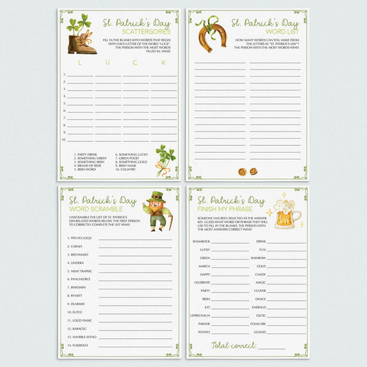 (Virtual) St Patrick's Day Games Pack For Kids & Adults by LittleSizzle