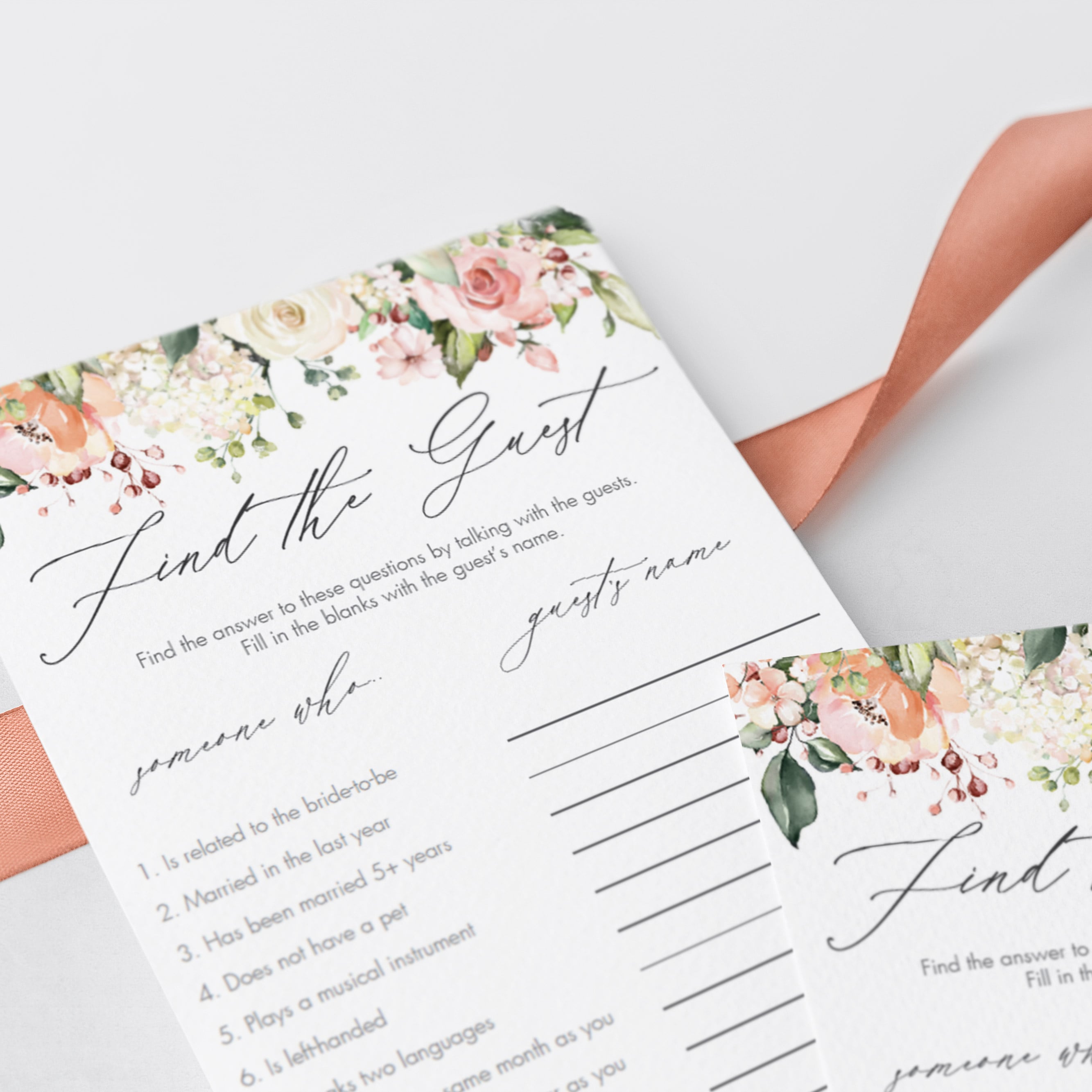 guess the guest bridalshower games instant download