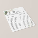 Green and Gold Party Game Find The Guest Template