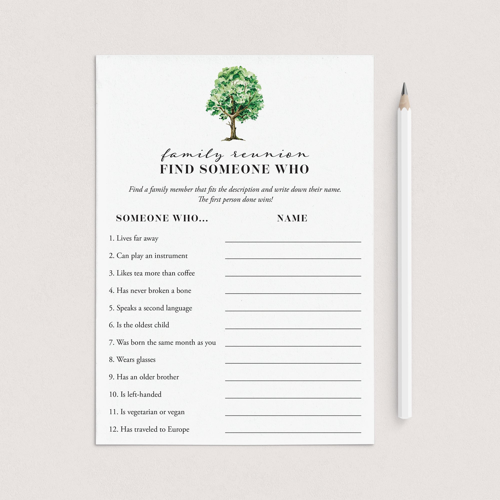 Find Someone Family Reunion Game Printable by LittleSizzle