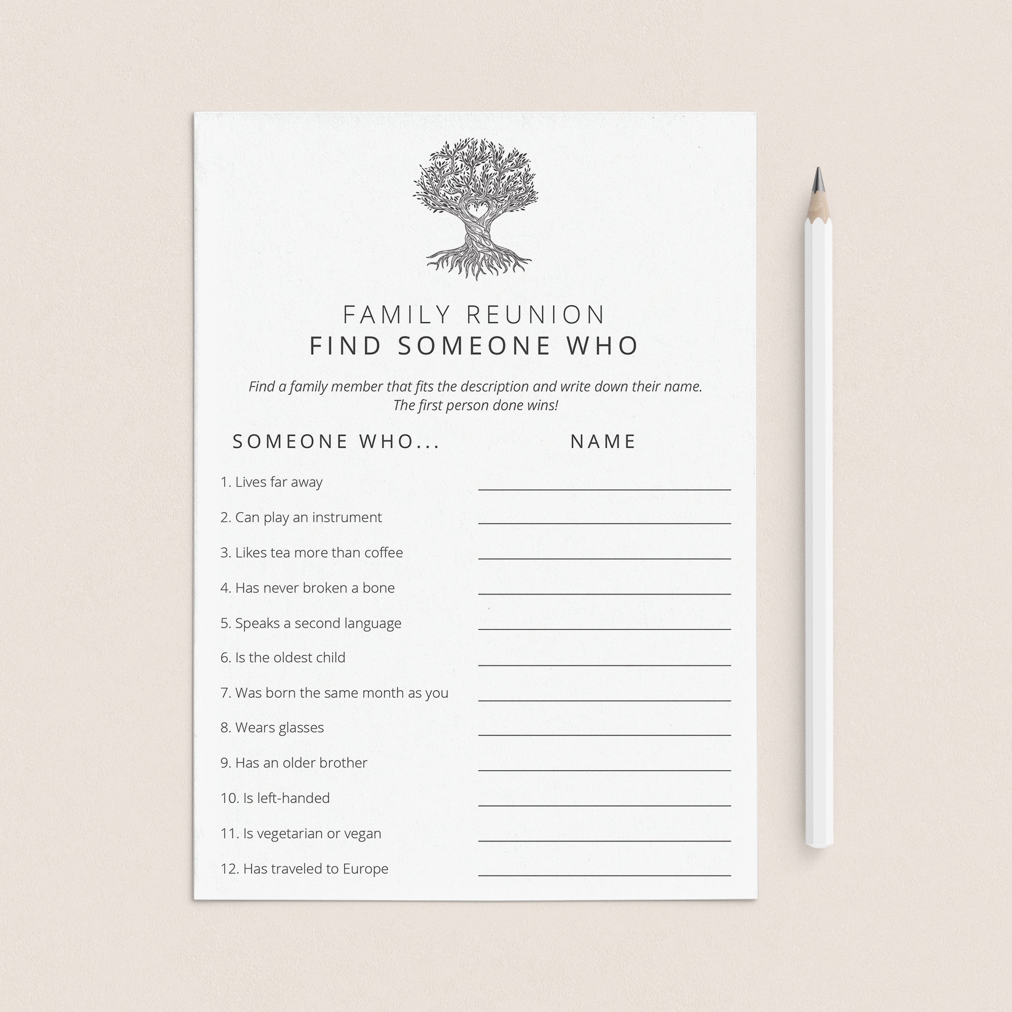 Printable Family Reunion Icebreaker Game Find Someone Who by LittleSizzle