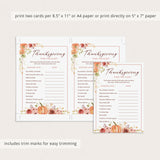 Thanksgiving Find The Guest Game Card Printable