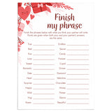 Finish My Phrase Game for Couples Printable by LittleSizzle