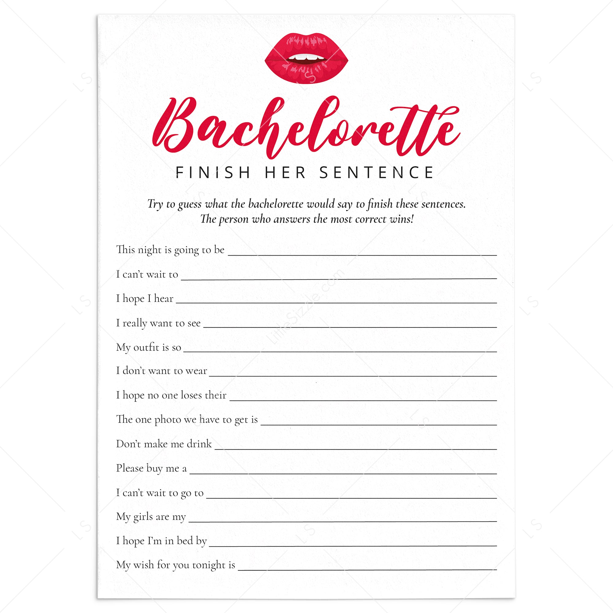 Fun Bach Party Icebreaker Game Finish Her Sentence by LittleSizzle