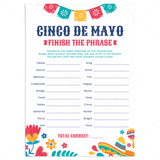 Printable Cinco de Mayo Party Game Finish The Phrase by LittleSizzle