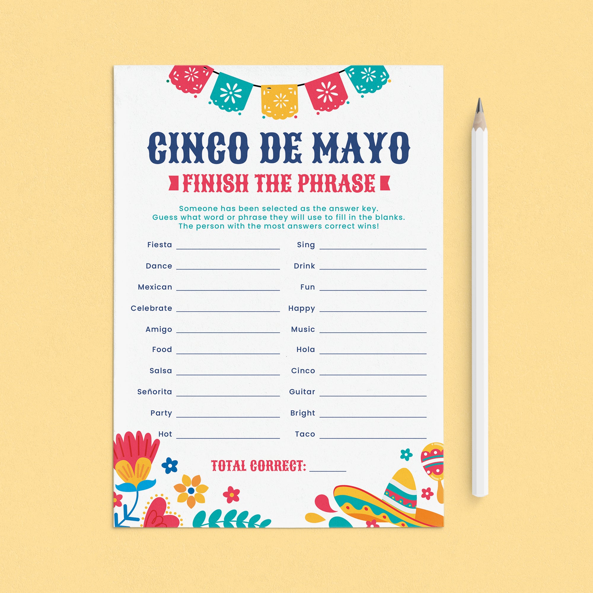 Printable Cinco de Mayo Party Game Finish The Phrase by LittleSizzle